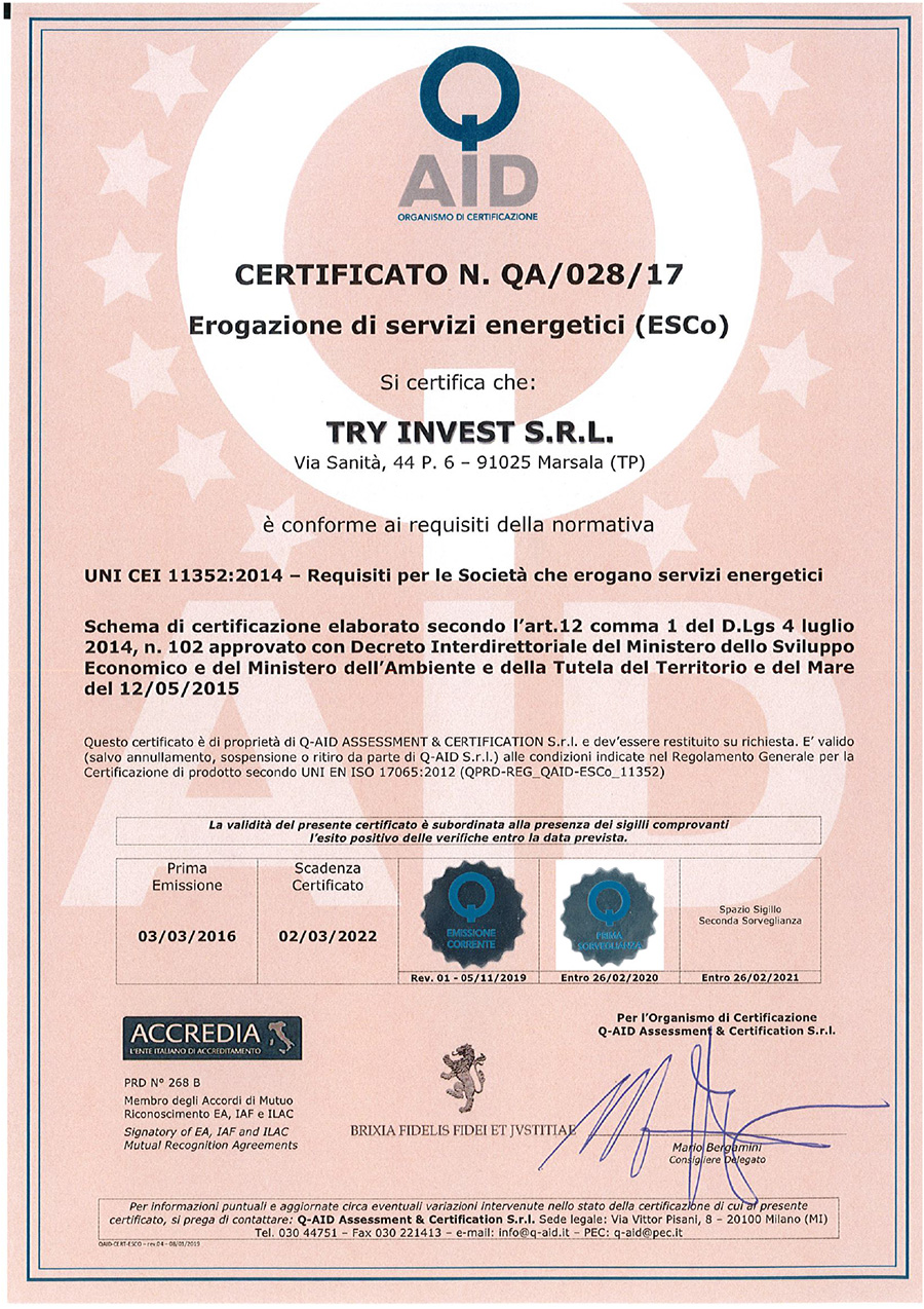 Try Invest Srl - ESCo Energy Service Company - a Marsala (Trapani)